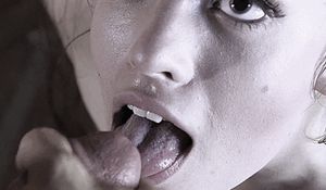 She keeps eye contact while you cum