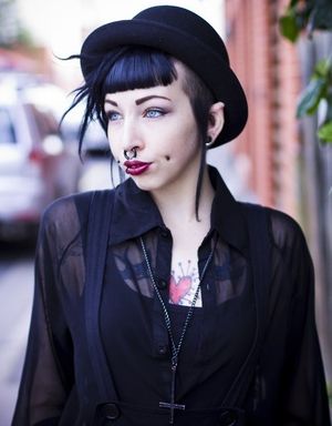 Monique Deville likely has defensive wounds as she fights b0ys off with a stick in her radiant goth clothes & pale skin - SGB gothh zxzx