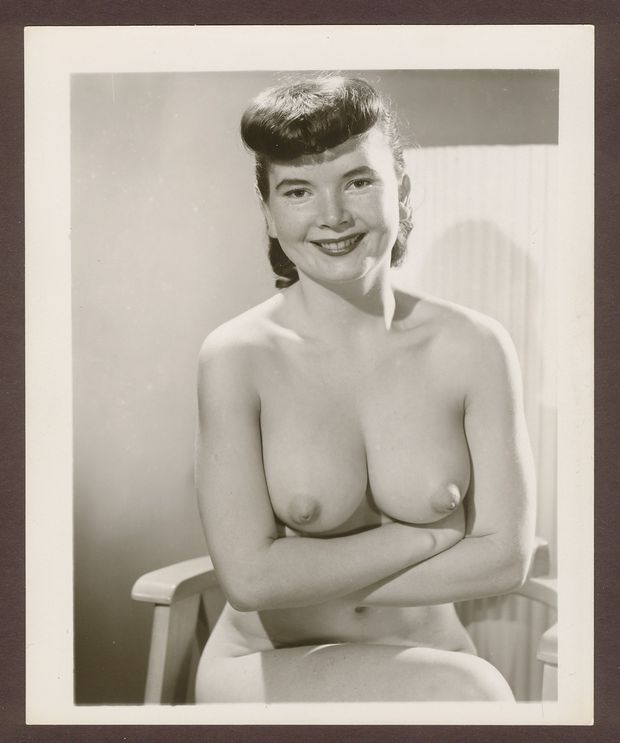 Vintage brunette with puffy nipples