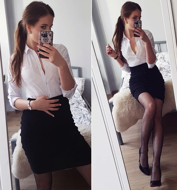 Sexy lady headed to the office