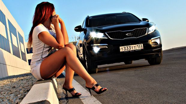 Russian slut and a car