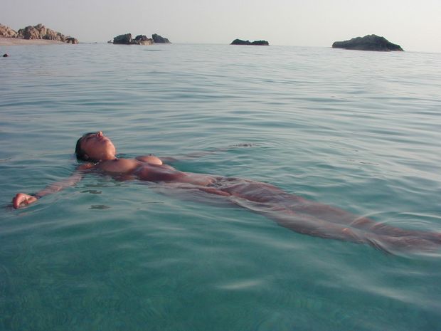 Her Big Tits Keeps Her Floating