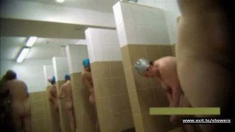 Teens and moms in public shower room