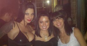 Arine K Lawless will chanel her inner beauty to expose her outer beauty w. her big tits of hers w/ her friend at a club - SGB