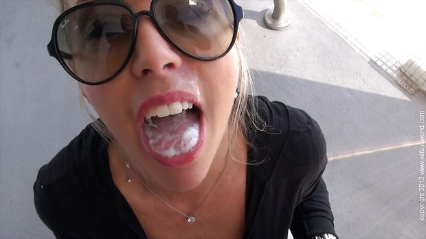 Sandra Otterson with cum on mouth