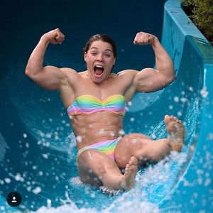 huge brunette athlete