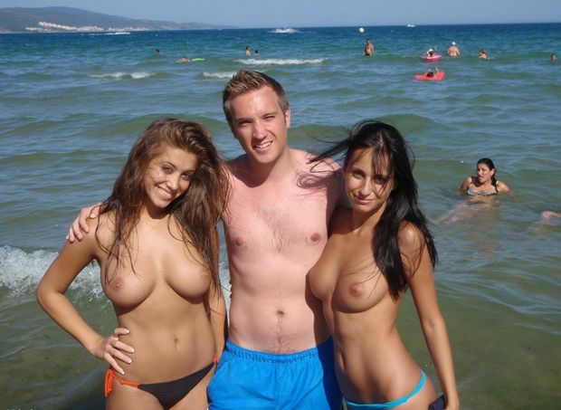 I was surprised to bump into two of my friends topless at the beach