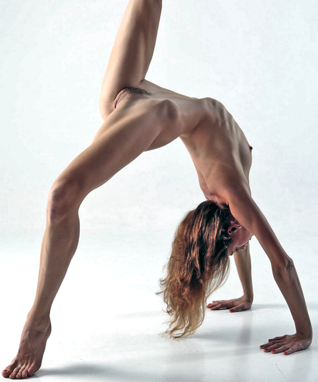 Nude gymnast posing