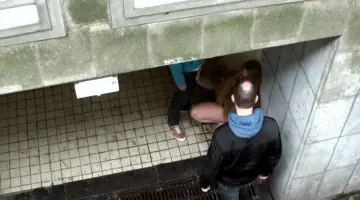 blonde in alley