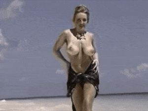Big tits on the beach