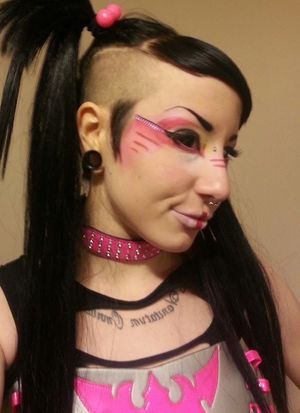 Paraquat Suicide is a super goth bimbo SGB w/ the most beautiful emo face with makeup caked all over it w/ collar & nose ring - gothh hff