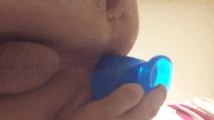 Fucking myself with blue dildo slow motion