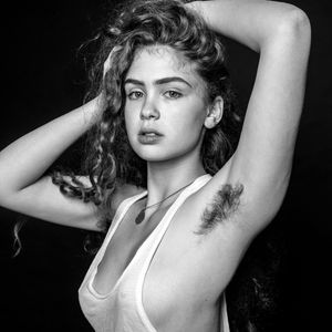 Stunning model with delicious underarm fuzz (from popsugar dot co dot uk/tag/Body-Image)