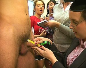 Teacher in Sex-Ed Class: "Take notes ladies! This is a sad little cock! You should look for men who have a big fat one to fill you up!!"