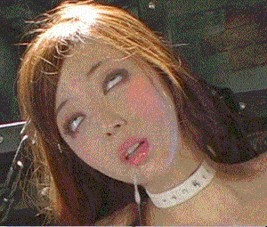 real ahegao asian collar drooling empty_eyes lipstick long_hair lowres makeup photo rolling_eyes tagme