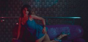 latina in green lingerie