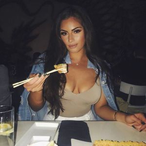 Nazanin Kavari with cleavage