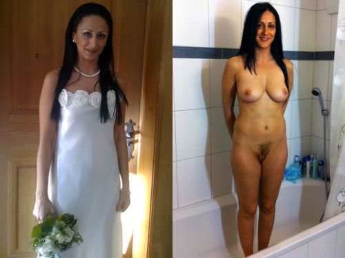 Simple wedding gown comes off for us.