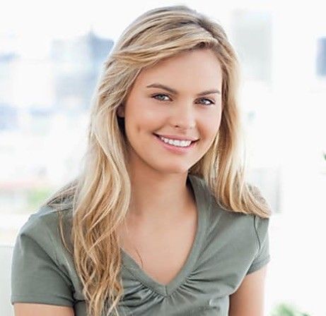 Beautiful smile, blonde woman