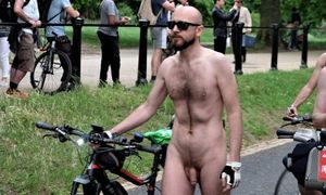 naked guy on bike in public