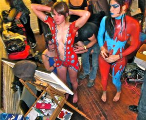 sexy brunette body paint