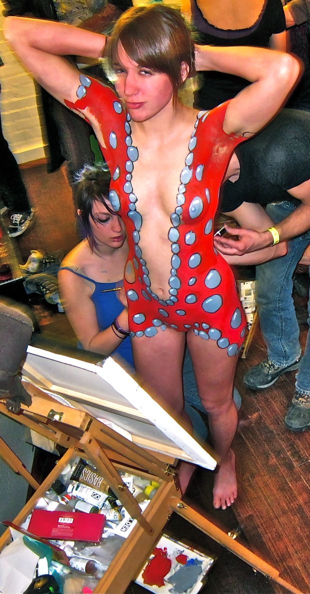 sexy brunette body paint
