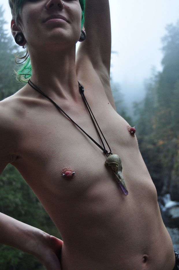 outdoors tomboy w/ pierced nipples
