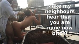 On the rooftop of the penthouse suite. In the morning after a night out. With a slut that does everything. Life's good.