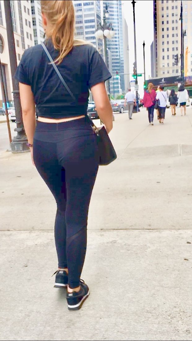 Sheer leggings , I see her thong