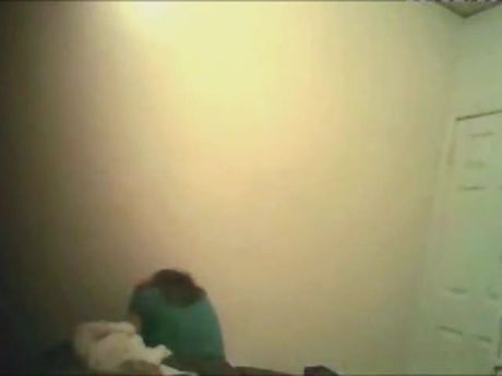 college girlfriend dressing in dorm