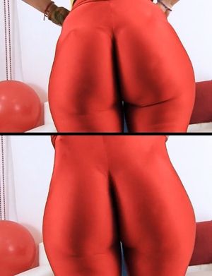 Fiona in hot red leggings