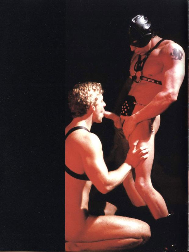 Retro leather cock sucking