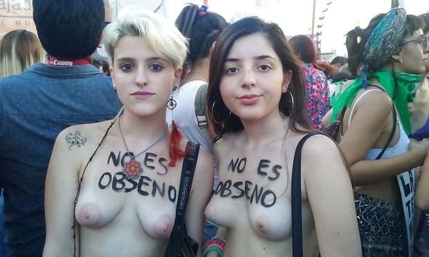Topless protesters