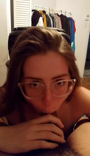sexy glasses blowjob