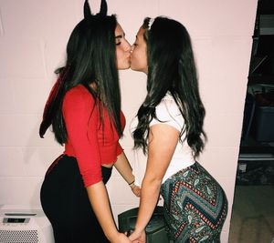 Teens kissing