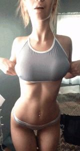 Sexy blonde titty drop