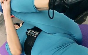 Wilma does yoga in Tight bodysuit