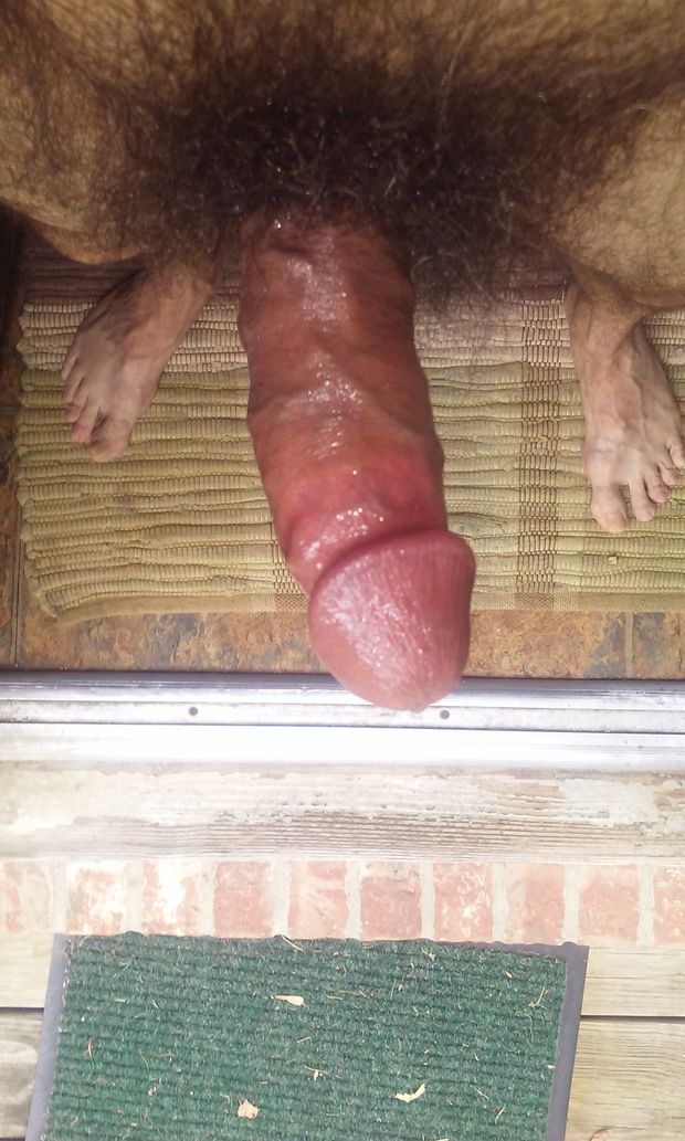 Displaying my big hard cock to the neighborhood