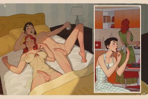 Loving couple wakes up for the day