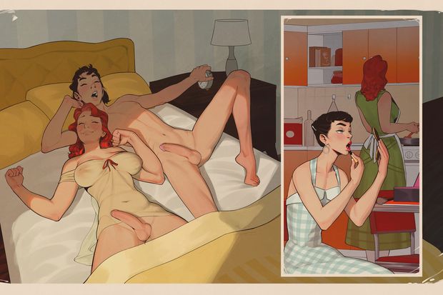Loving couple wakes up for the day
