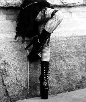 Stockings and heels, goth style
