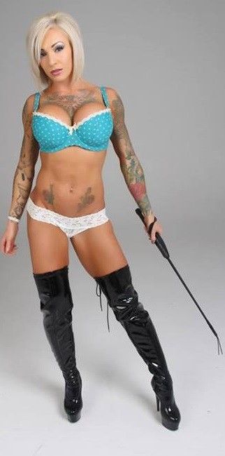 Tiffany Chase is a bimbo Argentine glamour  super fuster with a whip w/ high heals model boots to ask "am I being detained" - SGB
