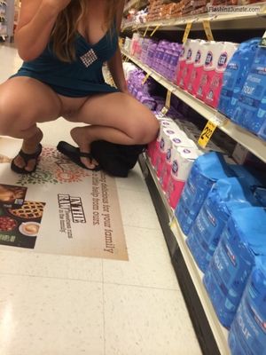 Pantyless Wife Flashes Under Her Summer Dress While Shopping