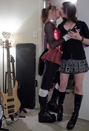 Ventura makes out with her skanky shemale girlfriend as tranny lesbian lovers share kisses w/ intimate loving passion of the kiss- SGB tranz