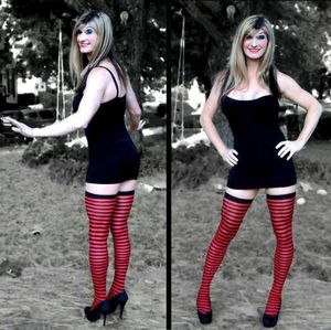 Jamie L Doxtator is in a tight close-fitting muumuu non-nude habiliment of a cute black dress outside for Facebook - SGB