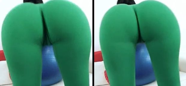 Fiona does yoga in green leggings