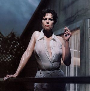 Sigourney Weaver showing her nipples through a wet blouse