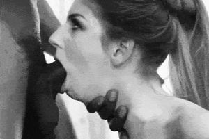 Pulling Several Inches Of Black Cock Out Of Her Throat