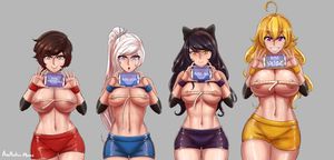 Team RWBY compares their boob sizes
