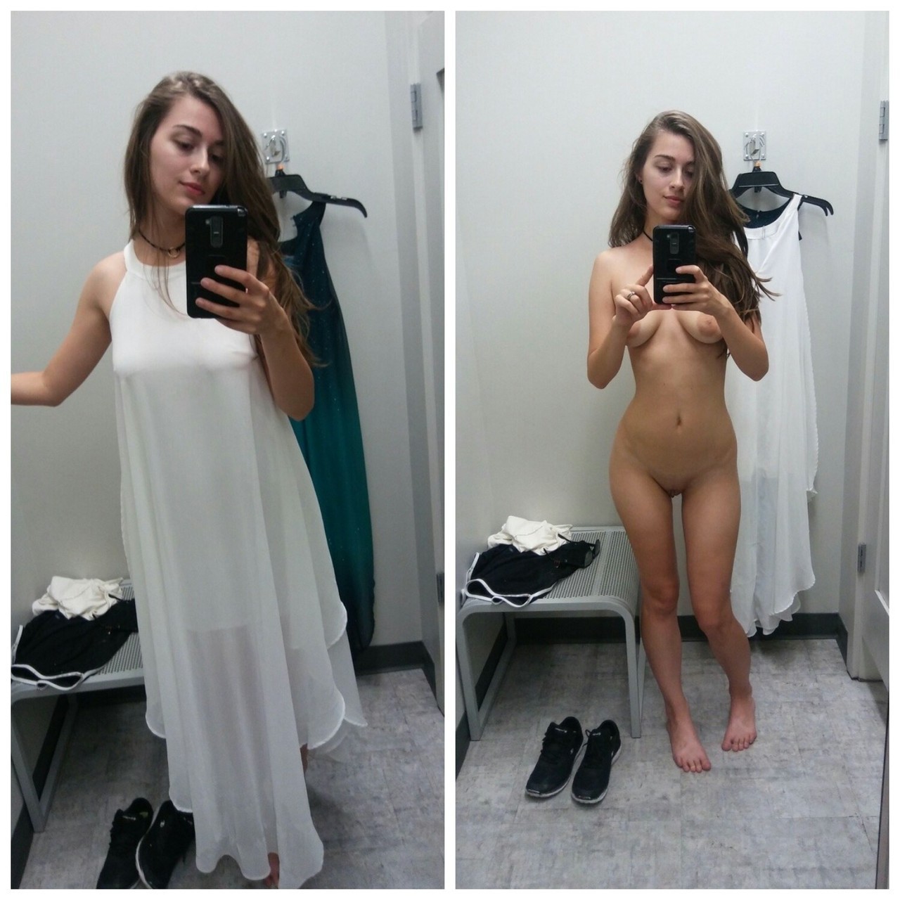 Trying on a dress, on and off, which one do you like better?